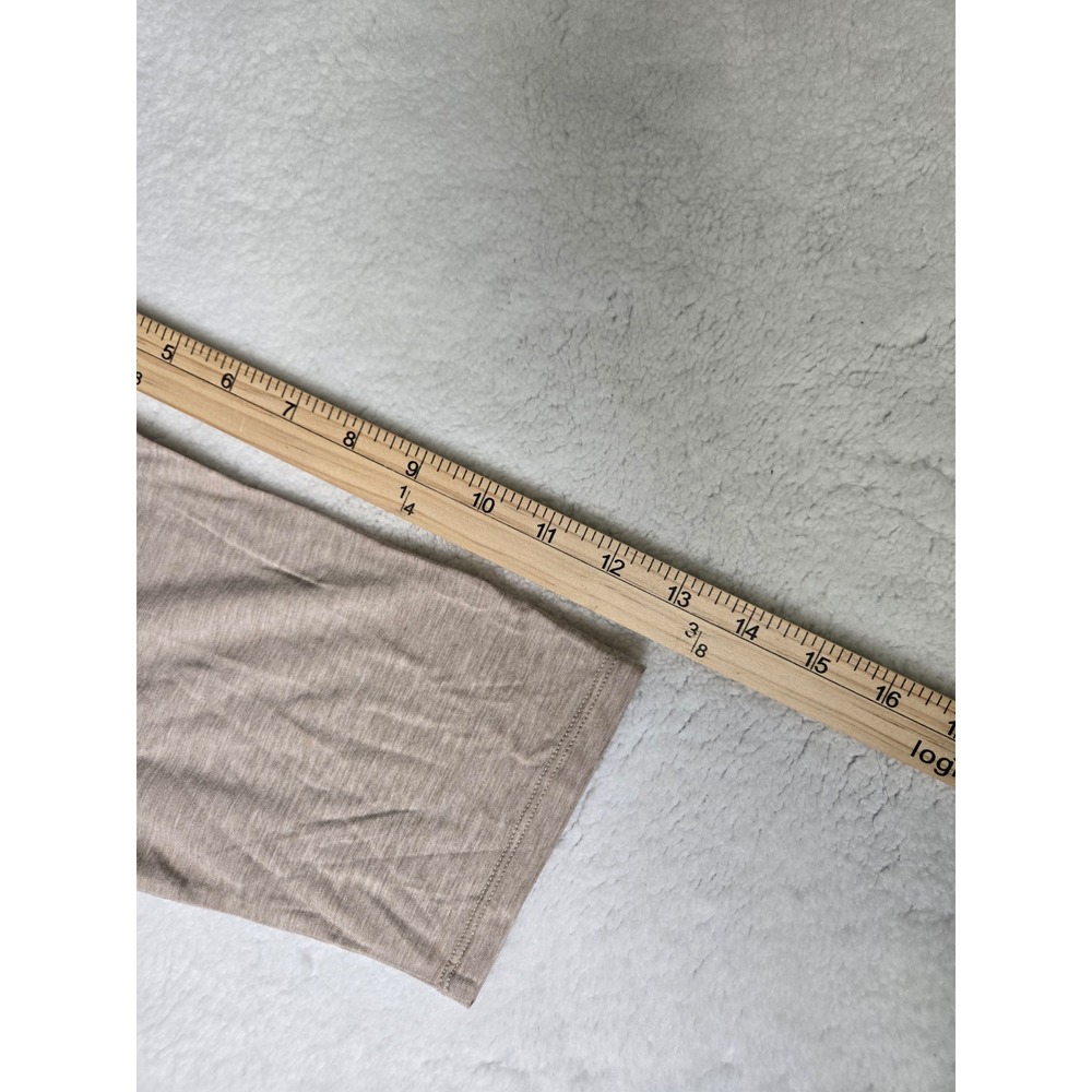 White House Black Market Tan Boat Neck Elbow Sleeve Rayon Top Large - Picture 9 of 9
